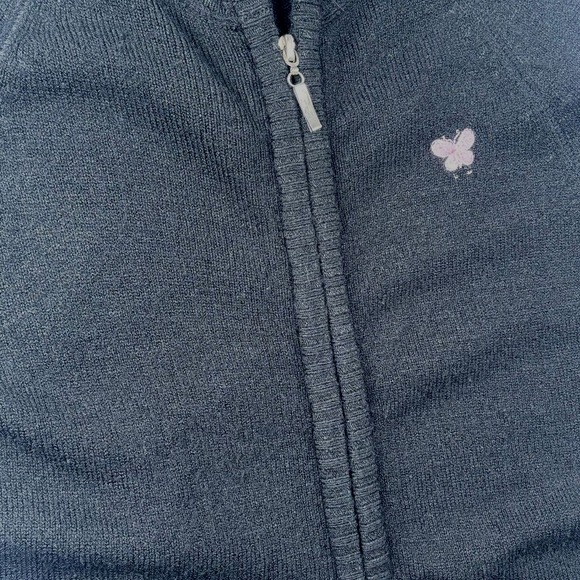 Y2K VTG Hoodie Sz M Black Full Zip Soft Hooded Preppy Whimsigoth Goth Grunge - Picture 3 of 8